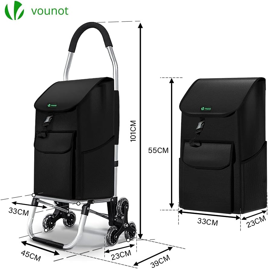 Thumbnail 5 de VOUNOT Chariot de Courses 6 Roues en aluminium avec Compartiment Étanche, 2 en 1 – Pliable et Capacité 58L