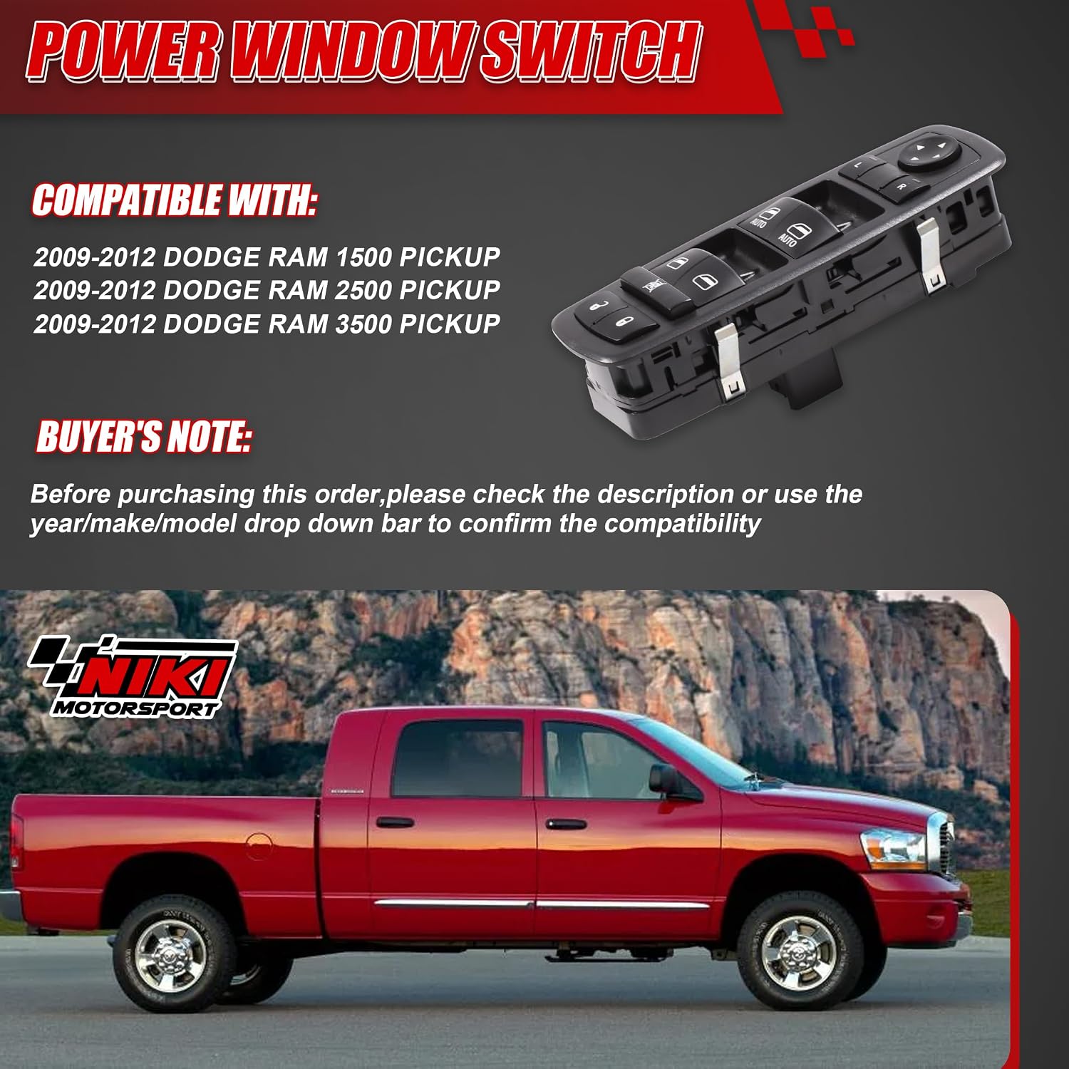 Detalle de Nikimotorsport Driver-Side Power Window Switch