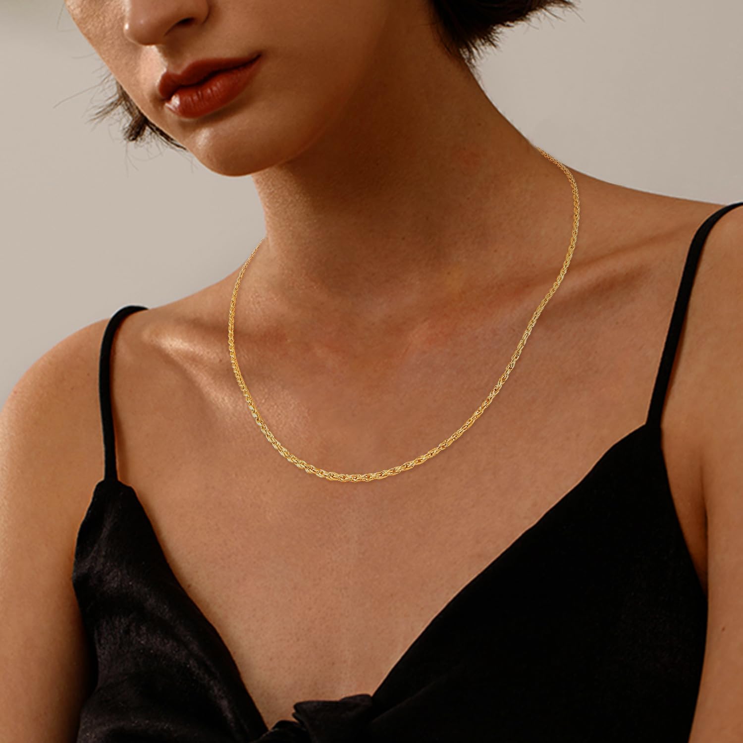 Detalle de Jewlpire Rope Chain Necklace, 925 Sterling Silver