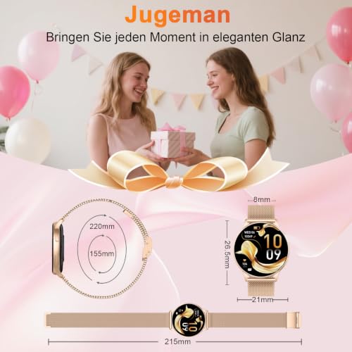 Thumbnail 7 de Jugeman Smartwatch Damen mit 1,32" AMOLED-Display, IP68, Telefonfunktion – Fitness- und Zyklus-Tracking