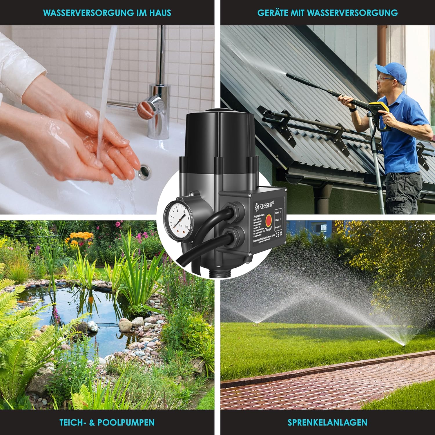 Detalle de KESSER Pumpensteuerung mit Baranzeige – zuverlässige Drucküberwachung für Garten und Haus