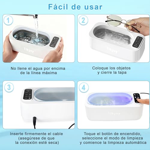 Detalle de ylkjny Limpiador ultrasónico de 350 ml, 55 kHz, 4 modos y acero inoxidable 304