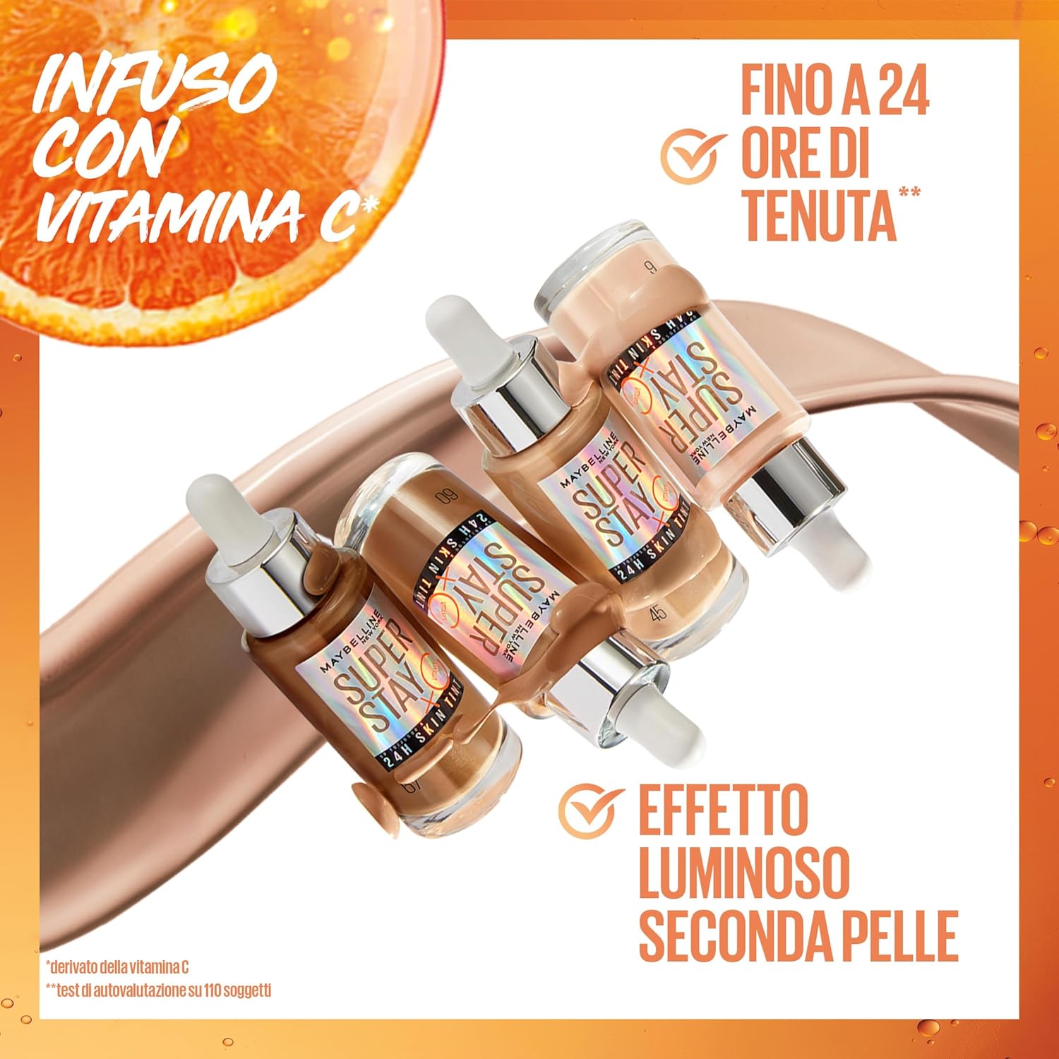Detalle de Maybelline New York Superstay Skin Tint 10 – Fondotinta in Siero per una Pelle Luminosa