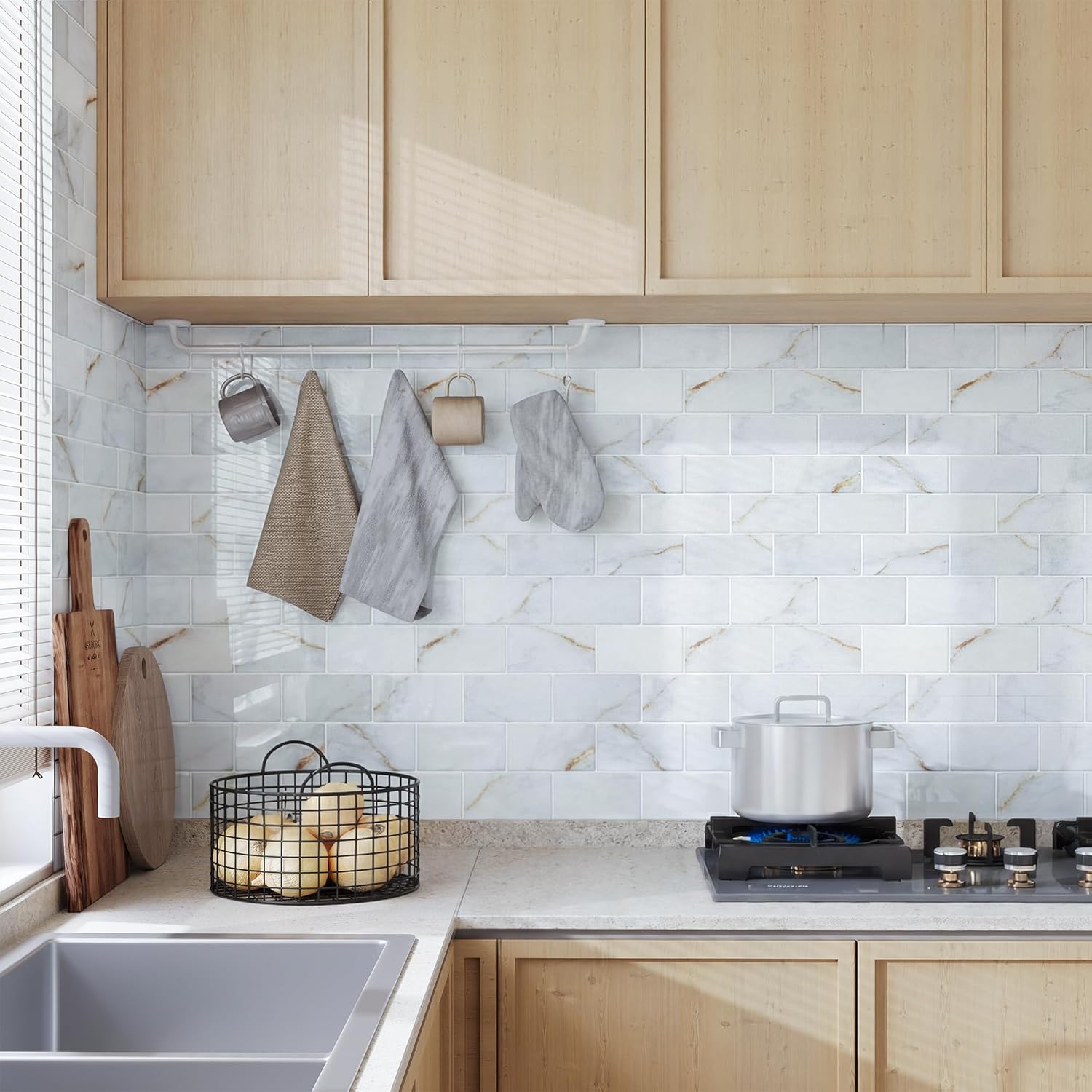 Thumbnail 1 de Yoillione Peel and Stick Tiles for Kitchen: 3D Brick-Style Back Splash, 10 Sheets