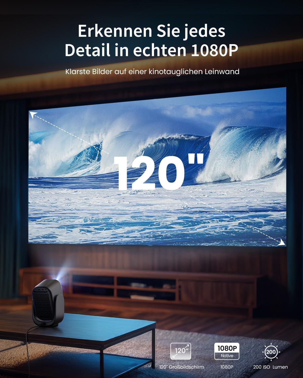 Thumbnail 5 de Dangbei N2 mini Smart Beamer (1080P) mit Ständer – Netflix-fähig, Autofokus & Trapezkorrektur