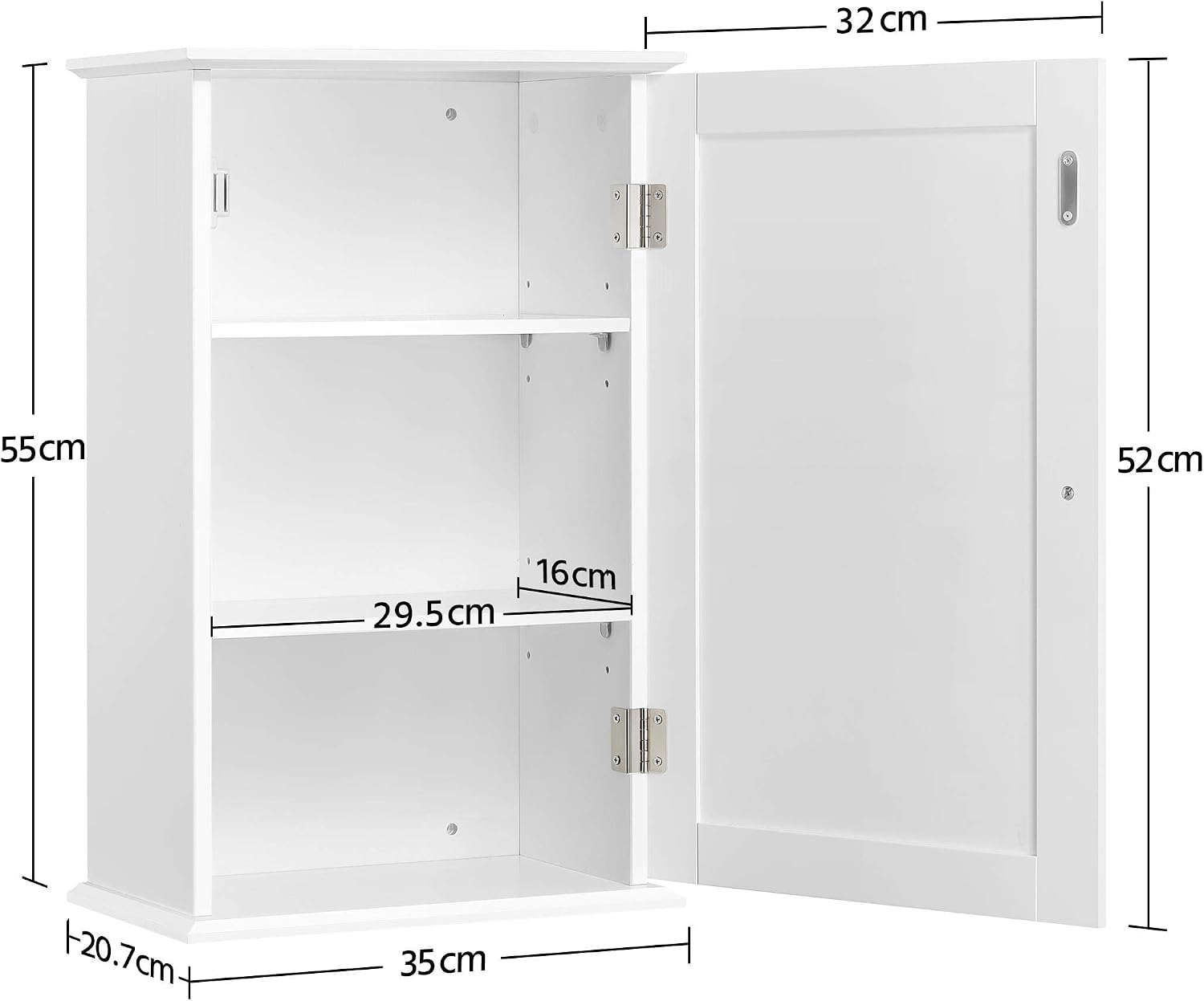 Detalle de Yaheetech Mobiletto pensile da bagno con anta e ripiano regolabile