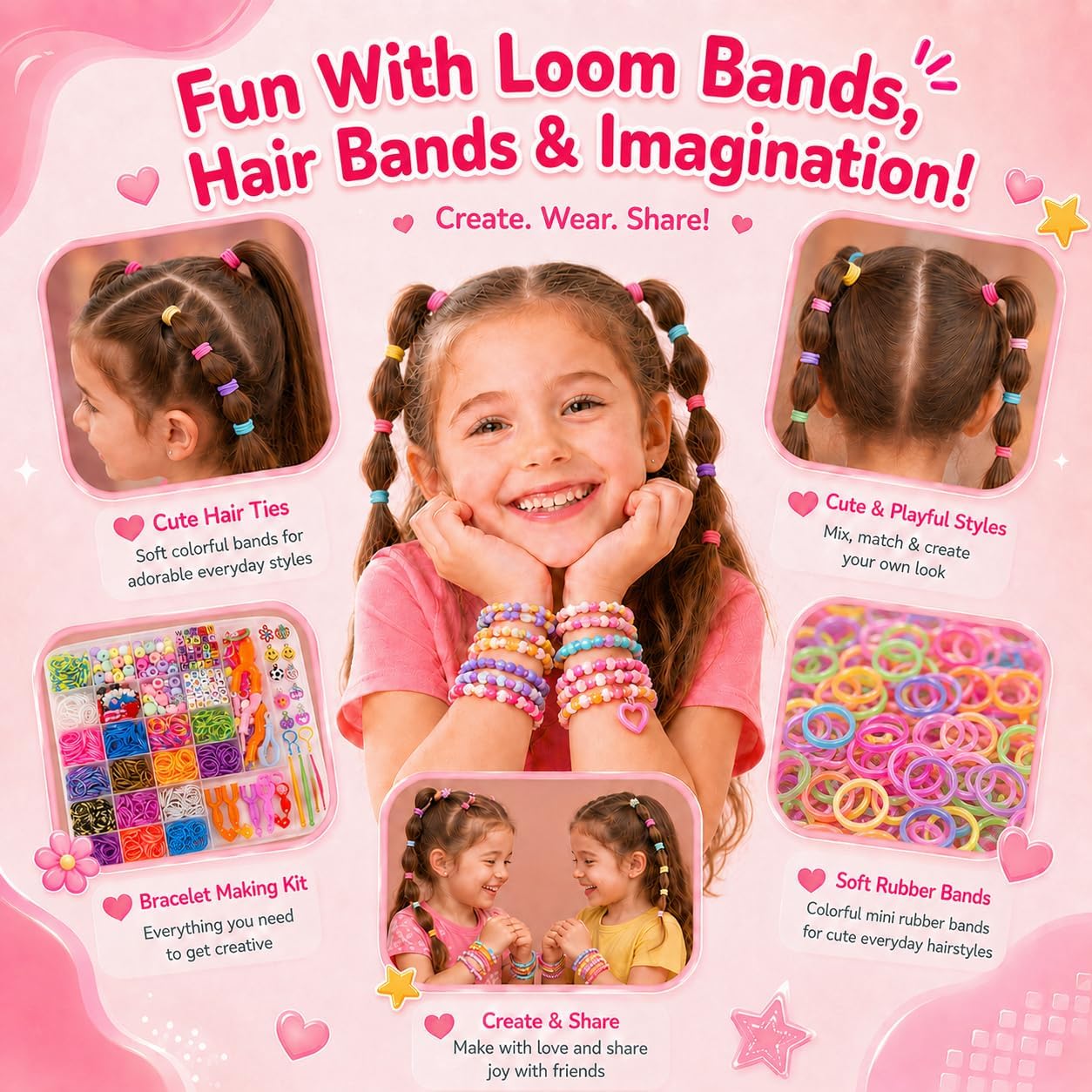 Detalle 1 de BIZEE 2700+ Loom Bands Starter Kit with Refills, Charms, Beads, Clasps & Storage Box