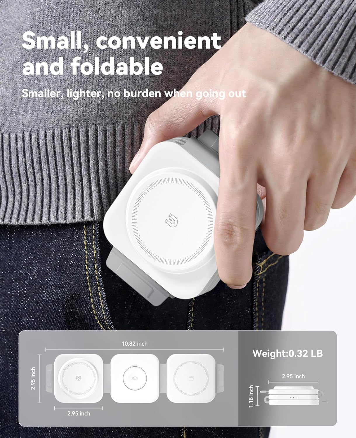 Detalle de 3‑in‑1 Foldable Magnetic Charger Dock for iPhone 17