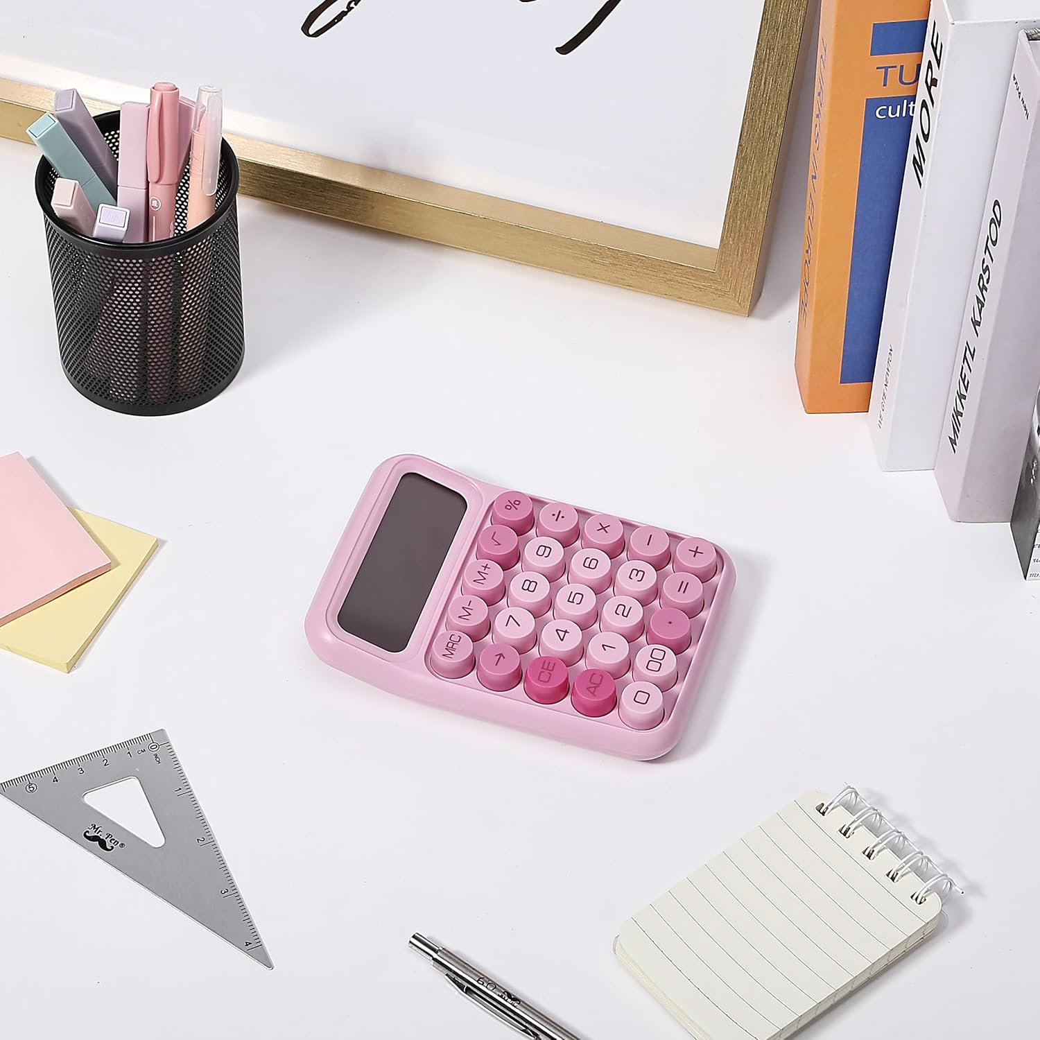 Detalle 2 de Mr. Pen Mechanical Switch Calculator (12-Digit LCD) in Pink with Big Buttons