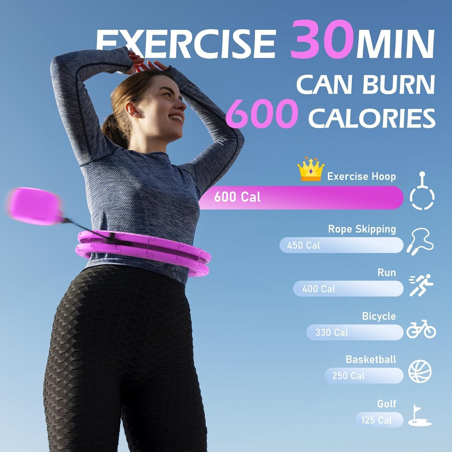 Thumbnail 5 de Weighted Hula Hoop for Adults (Plus Size) with 24 Detachable Links – Sweat Weight Ball