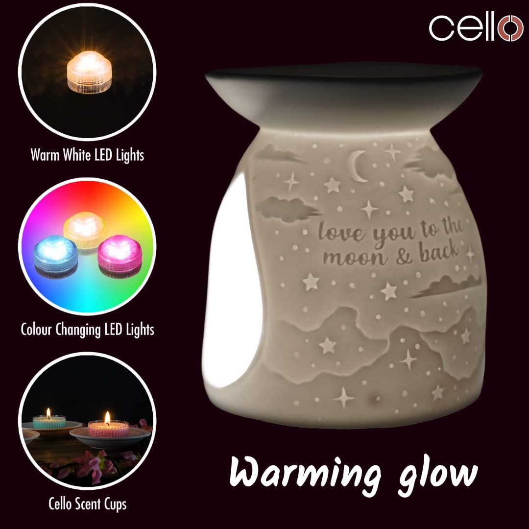 Thumbnail 3 de Cello Tealight Wax Melt & Oil Burner – Love You To The Moon Porcelain Decor