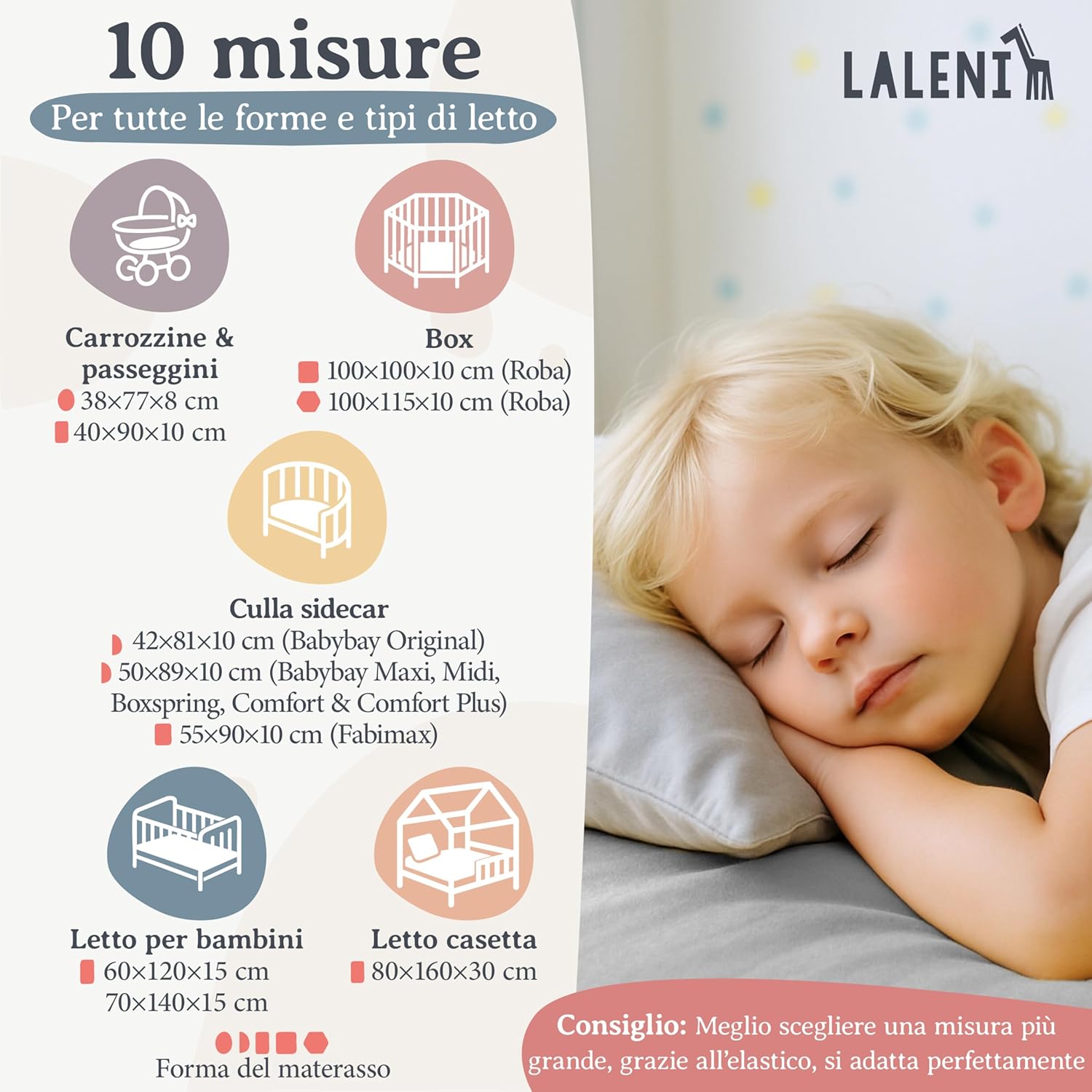 Thumbnail 1 de Laleni lenzuola culla e lettino 100x100 cm in cotone con angoli elastici (grigio) con coprimaterasso