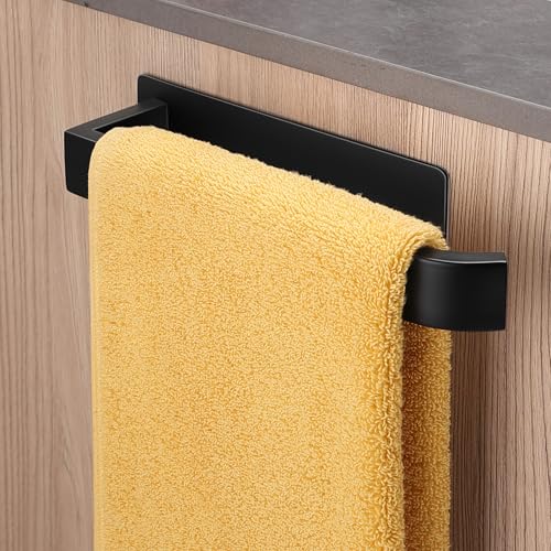 ALOCEO toallero de baño adhesivo negro de acero inoxidable 304, 24 cm sin taladro