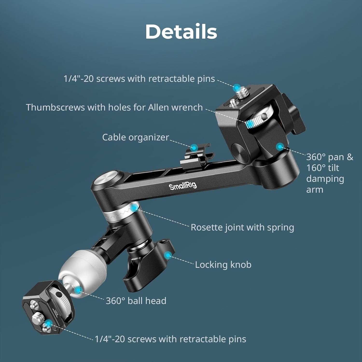 Thumbnail 2 de SmallRig Magic Arm mit 360°-Kugelkopf und Dämpfungsarm (5141) – Monitorhalterung für Schulter- oder Stativaufnahmen