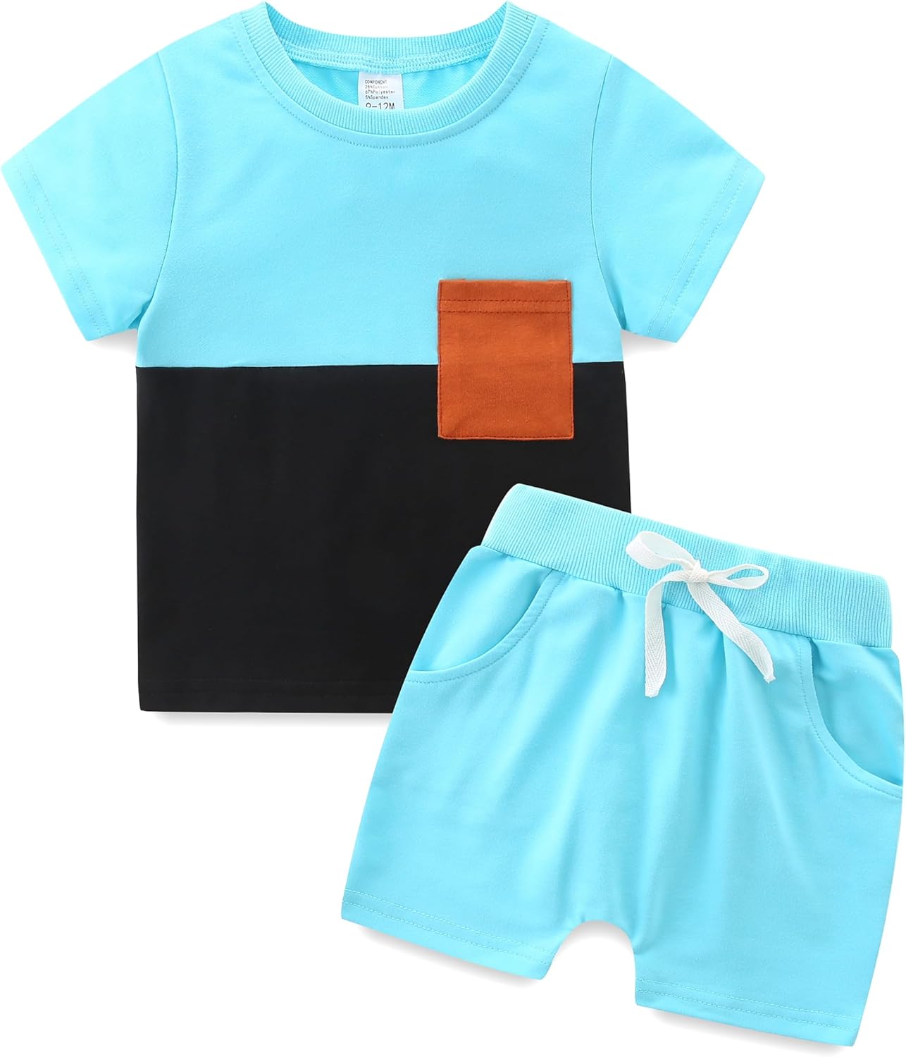 Detalle de KIDDLETOWN Baby Boy Summer 2-Piece Ribbed Tee & Elastic Shorts Set