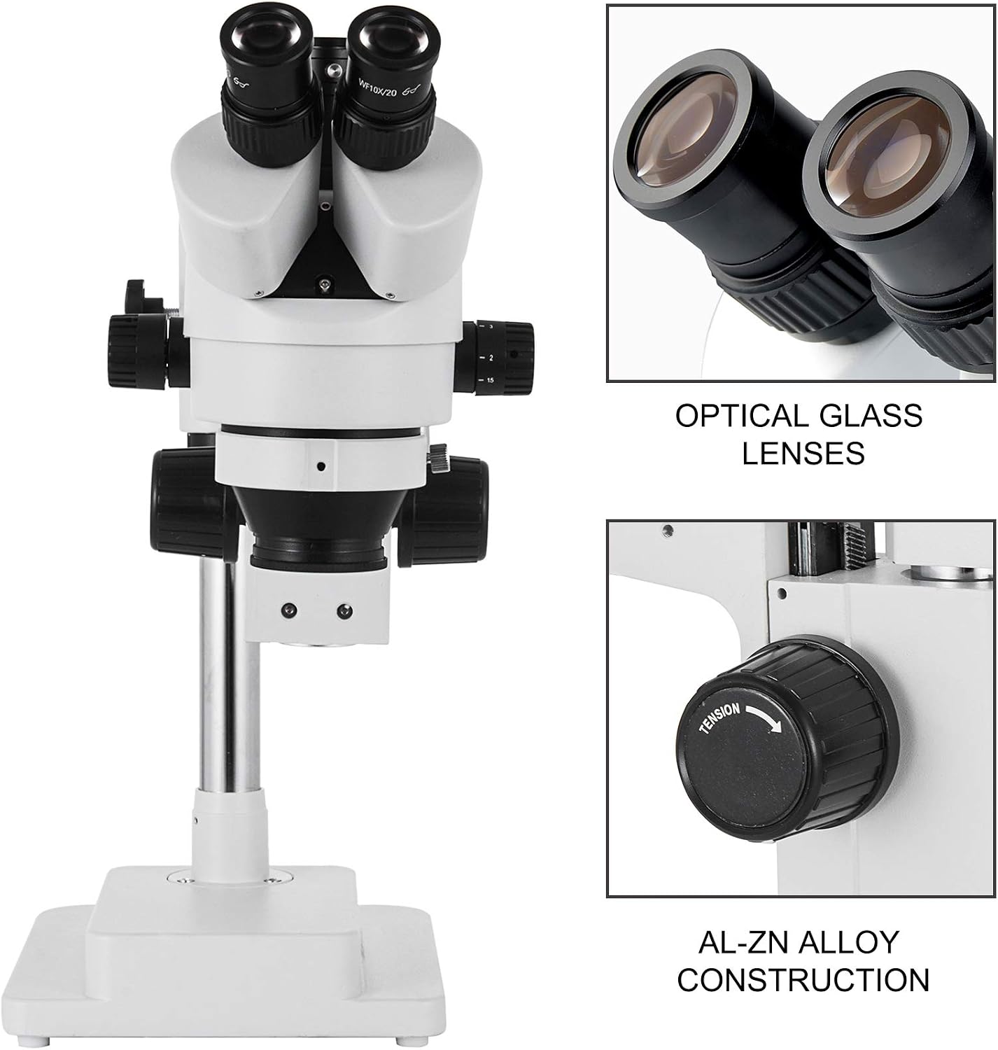 Detalle 2 de VEVOR Microscope stéréo trinoculaire zoom 3,5–90× 🔬