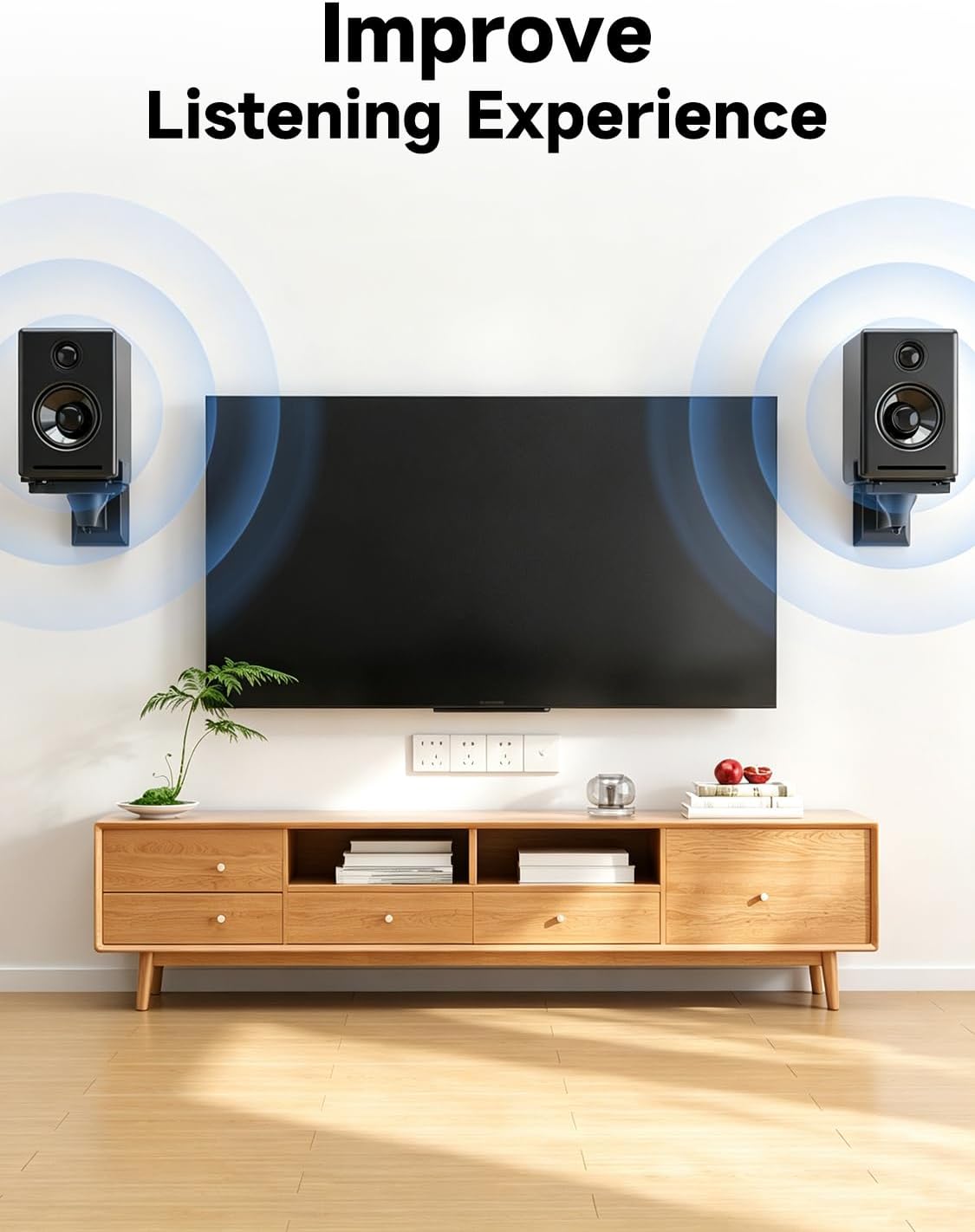 Detalle de Suptek Speaker Wall Mounts (2-Pack) – Dual Wall Brackets for Surround Sound Speakers up to 55 lbs