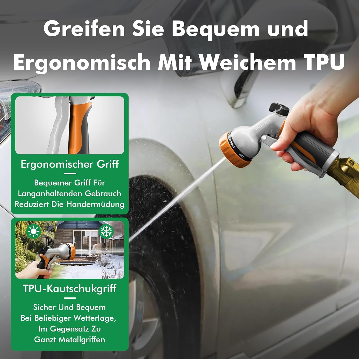 Thumbnail 5 de RESTMO Gartenbrause Metall Hochdruck Orange