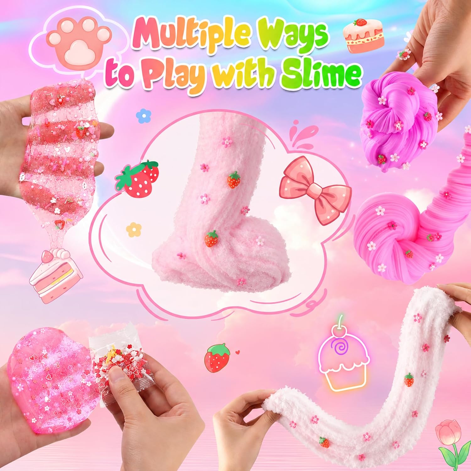 Detalle 2 de Pack of 6 Pink Slimes for Kids