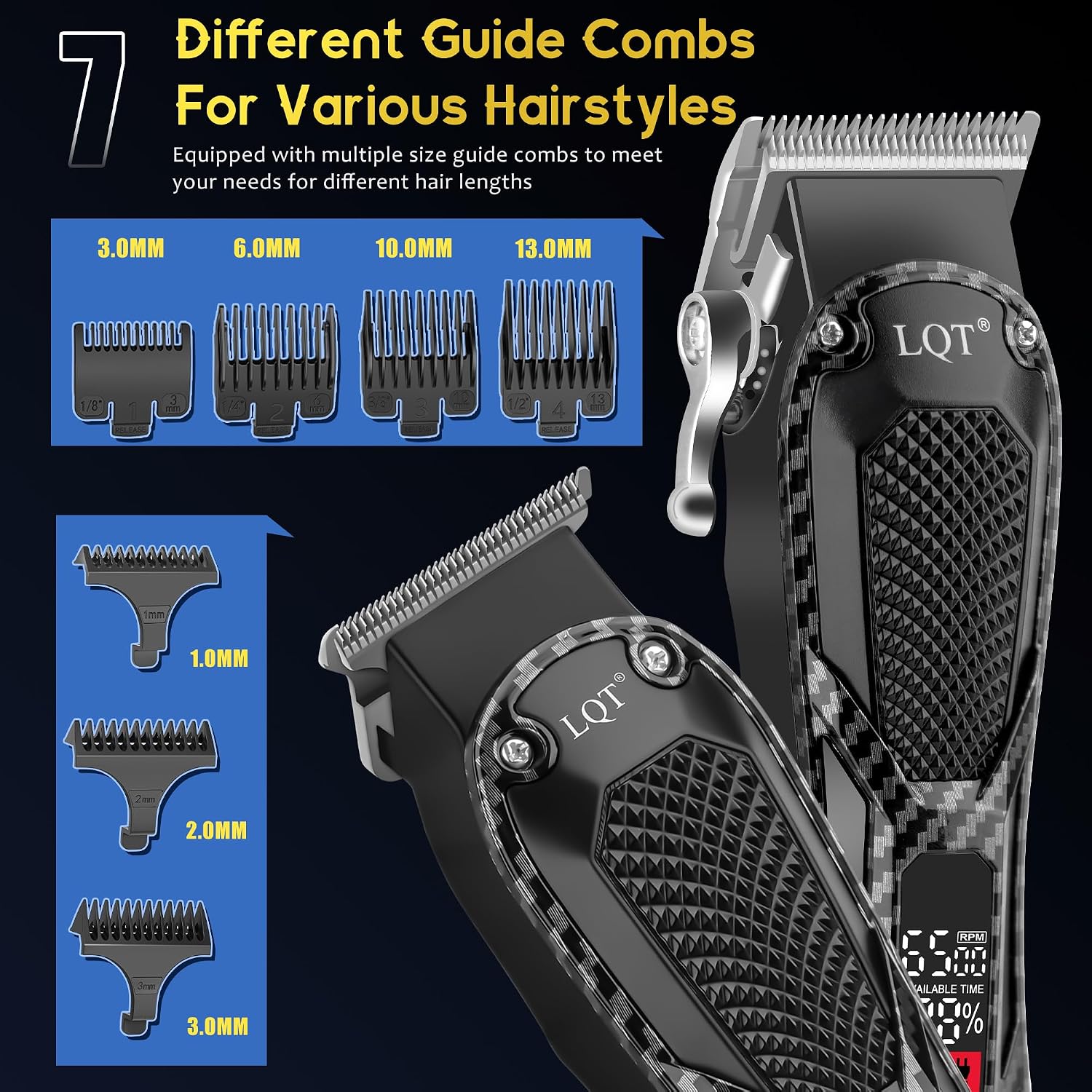 Detalle de Professional Hair Clippers for Men: All-in-One Rechargeable Grooming Kit with LCD Display