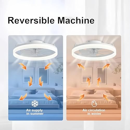 Detalle de DWDVBL 50 cm Ventilateur de Plafond silencieux avec lumière et télécommande – 6 vitesses, LED dimmable et direction réversible