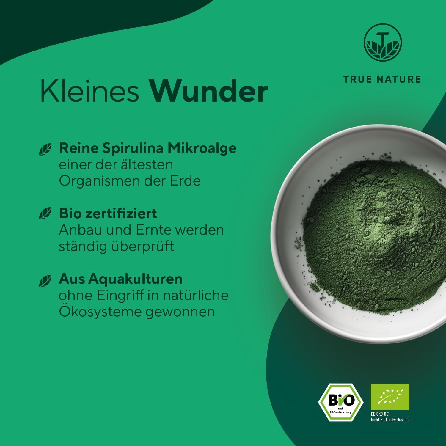 Detalle de Bio Spirulina Presslinge – 600 Tabletten (500 mg) hochdosiert, vegan, TRUE NATURE®