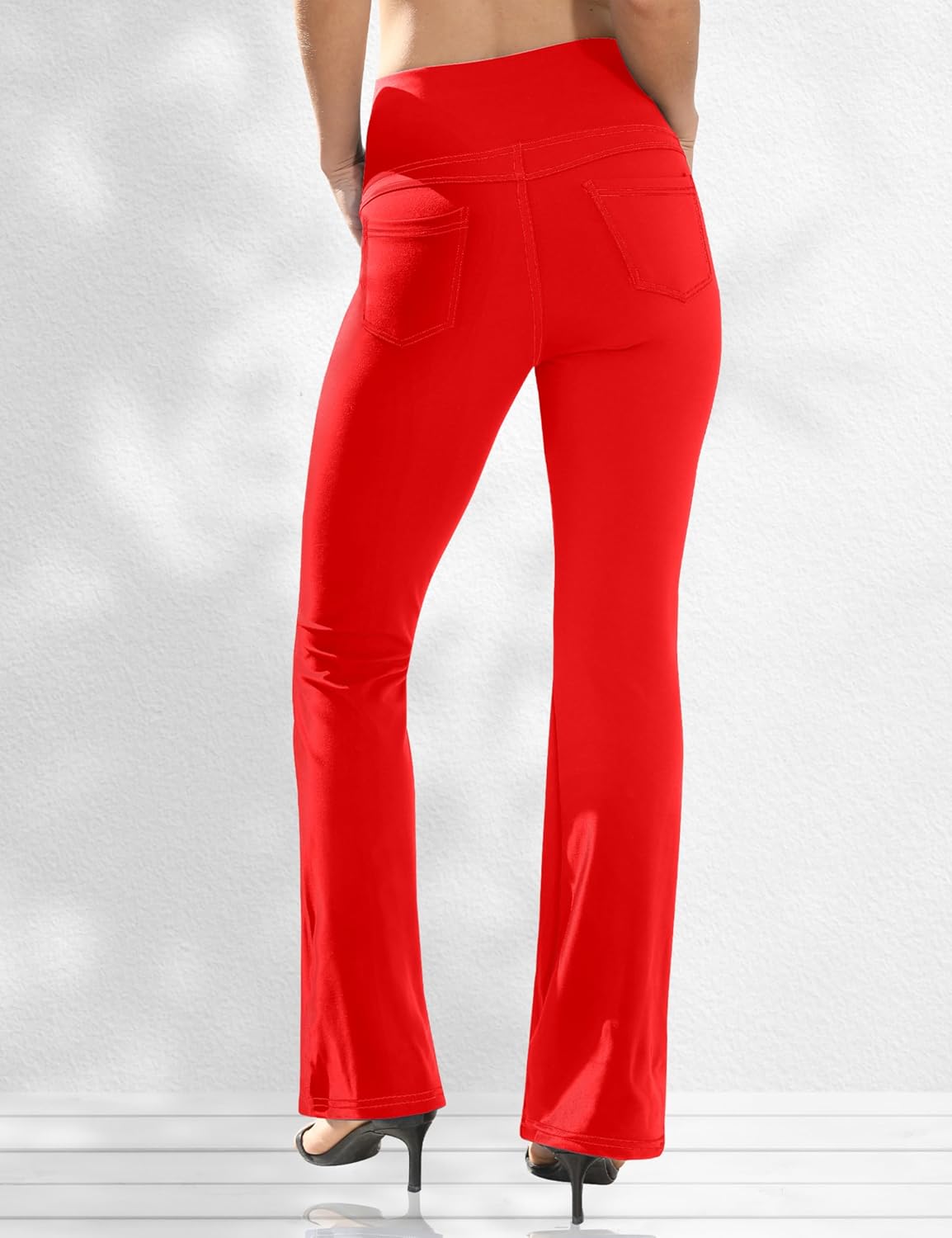 Detalle de VOOVEEYA Women's Bootcut Leggings with Pockets: High-Wit, Flared Comfort for Everyday Wear