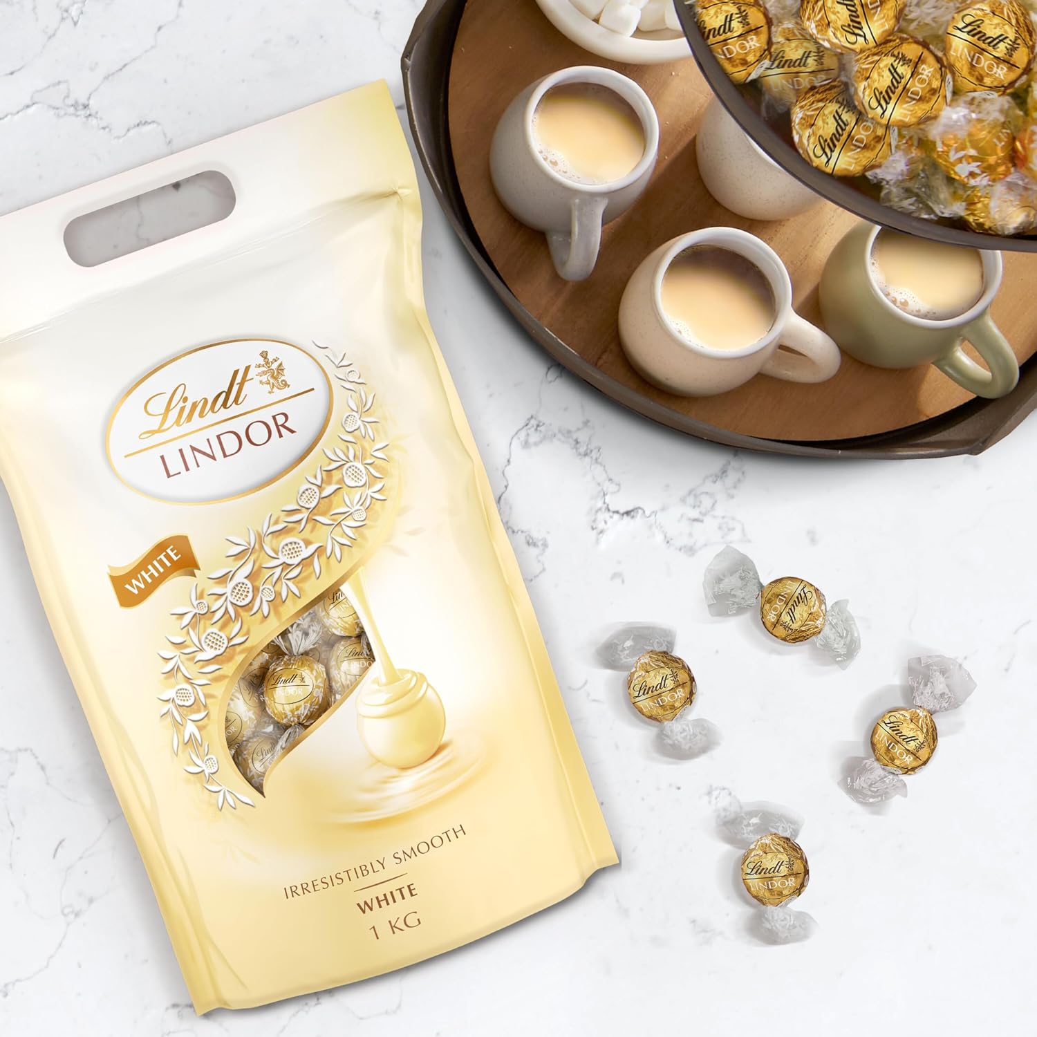 Detalle de Lindt LINDOR Praline Cioccolato Bianco 1kg 🍫