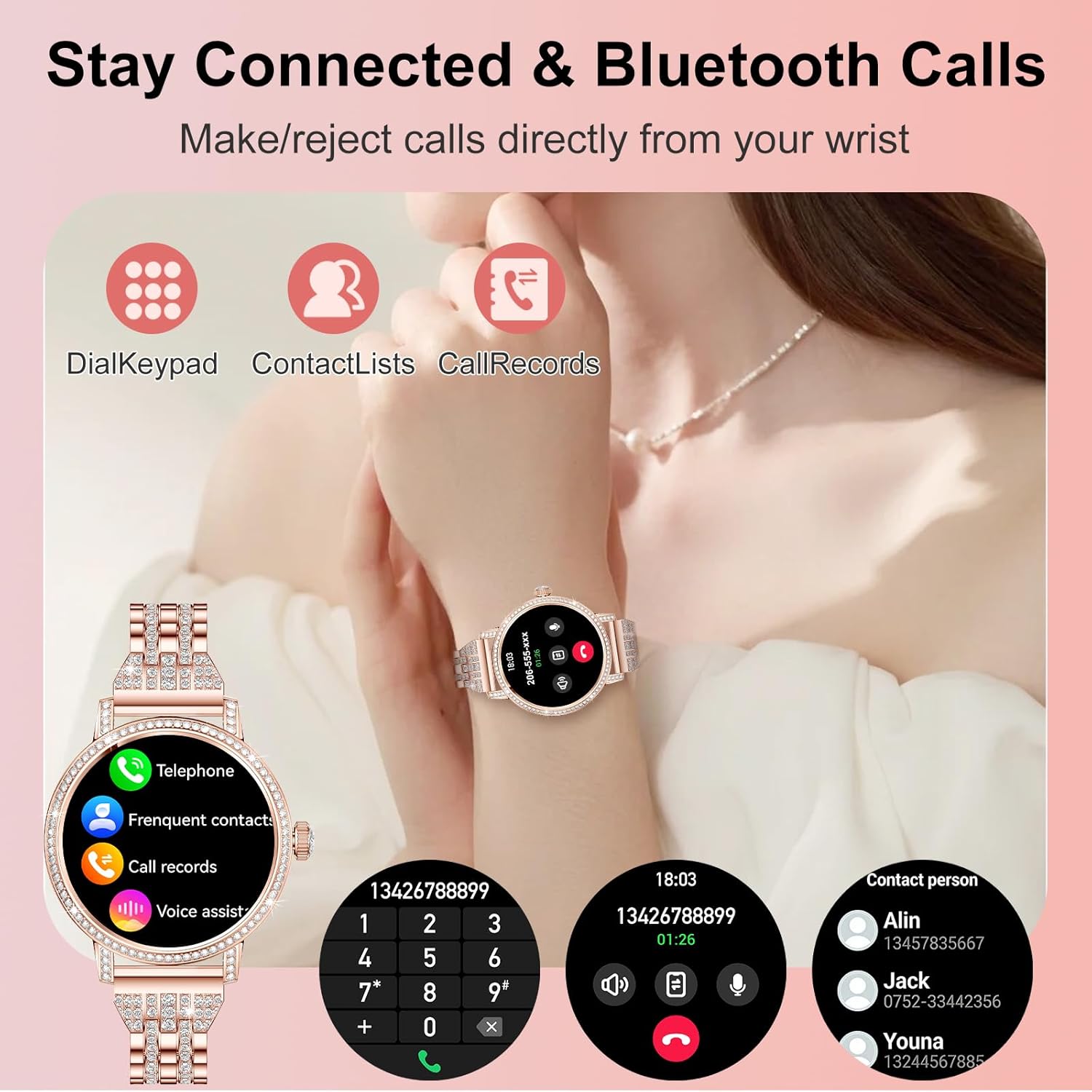 Thumbnail 2 de fitonyo Diamant Damen Smartwatch Telefon