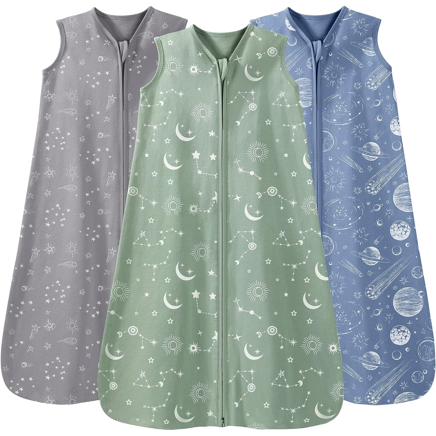 Detalle de Unnivoll Baby-Sommerschlafsack 3er Pack 0,5 Tog – 100% Baumwolle, 67 cm