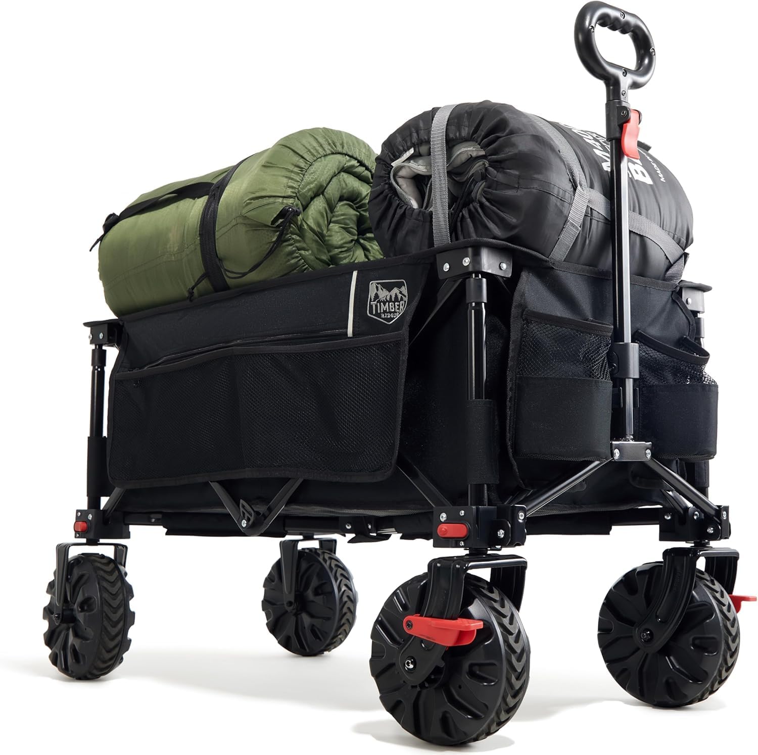 TIMBER RIDGE XXL Bollerwagen faltbar 200L – Klappbar, Bremsen, Getränkehalter und große Geländereifen