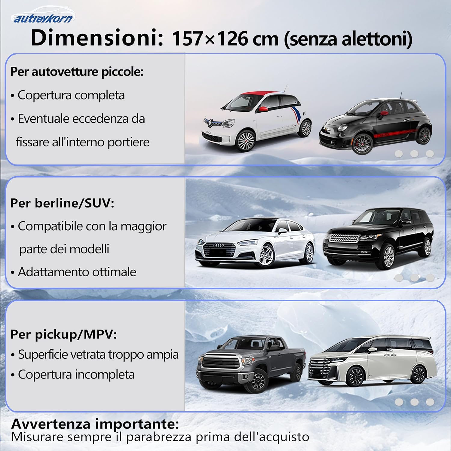 Thumbnail 4 de Autreykorn Copri parabrezza per ghiaccio con 5 magneti