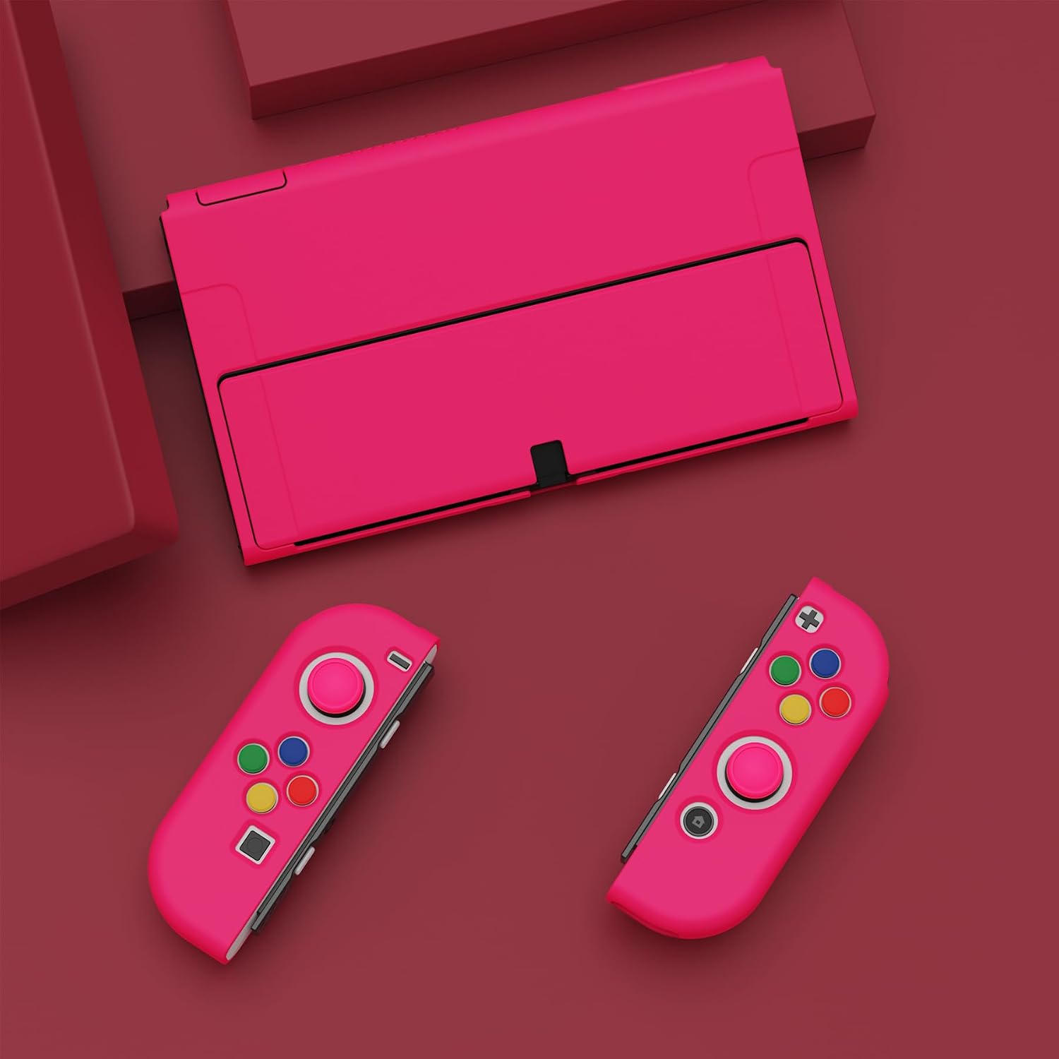 Detalle de playvital ZealProtect Soft Protective Case for Nintendo Switch OLED in Bright Pink