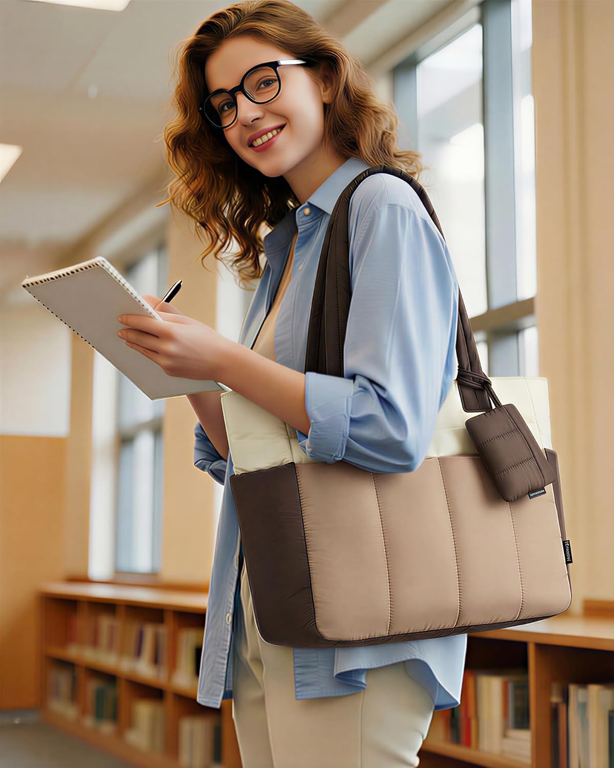 Detalle de LOVEVOOK Lightweight Puffer Tote Bag for Women