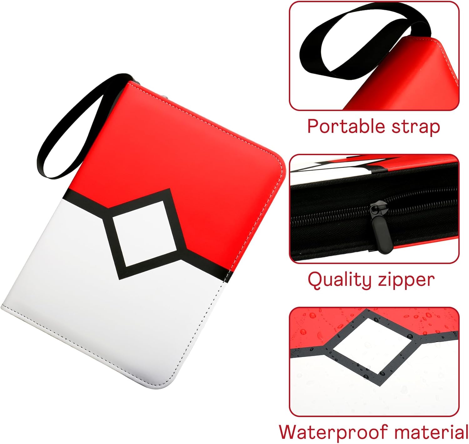 Thumbnail 2 de Card Binder with Zipper and 4 Pockets (50 Pages) — Holds 400 Cards in PU Waterproof Leather
