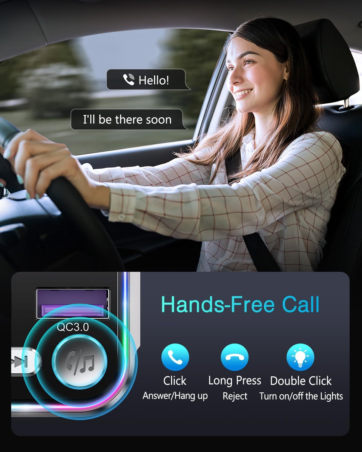 Thumbnail 4 de ORIA 66W Bluetooth 5.3 FM Transmitter – 36W PD Car Adapter