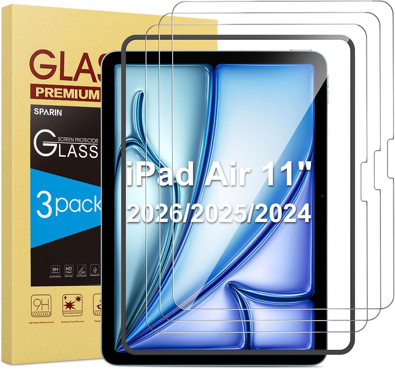 Detalle de SPARIN Schutzglas für iPad Air 11 Zoll M2 3er Pack