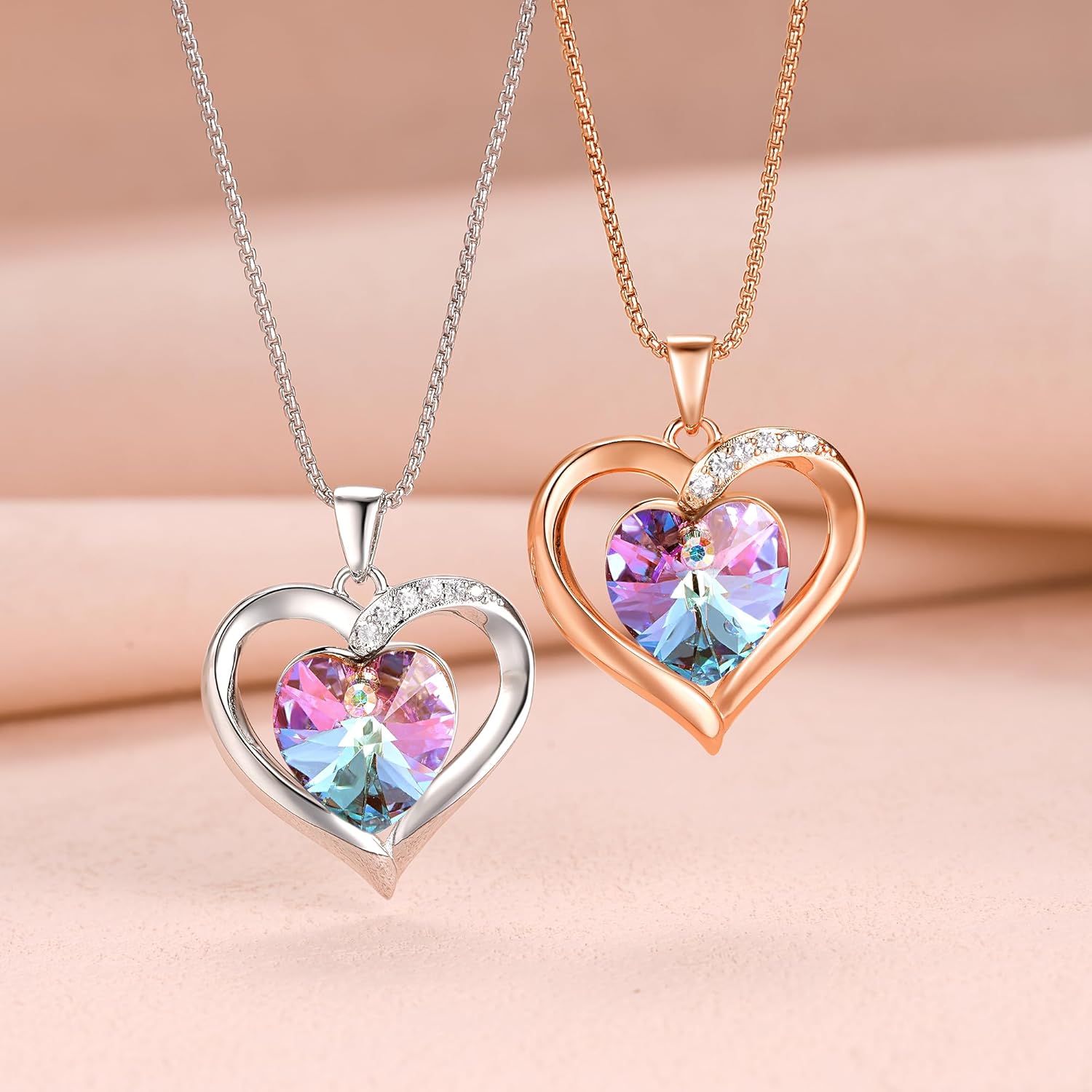 Thumbnail 5 de GEORGE · SMITH collana da donna con ciondolo cuore in cristallo placcato oro rosa 18 carati