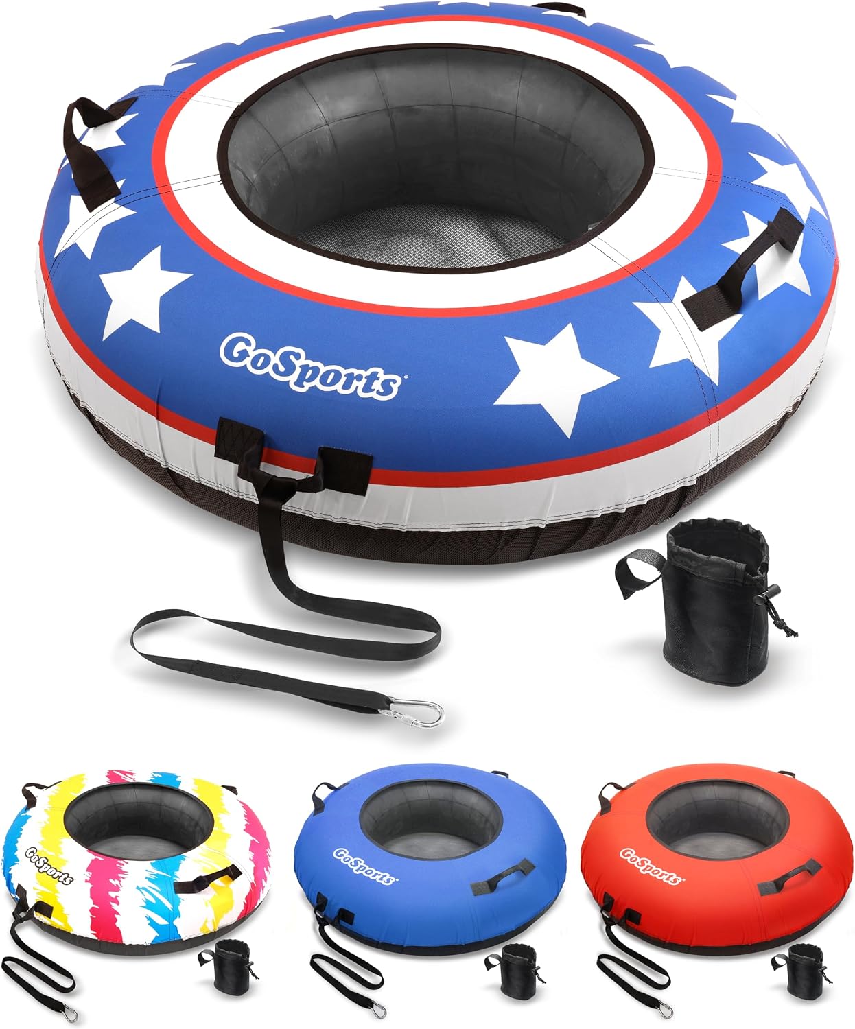 Detalle de GoSports 44 Inch Heavy-Duty River Tube with Premium Canvas Cover – Commercial Grade, Stars & Stripes