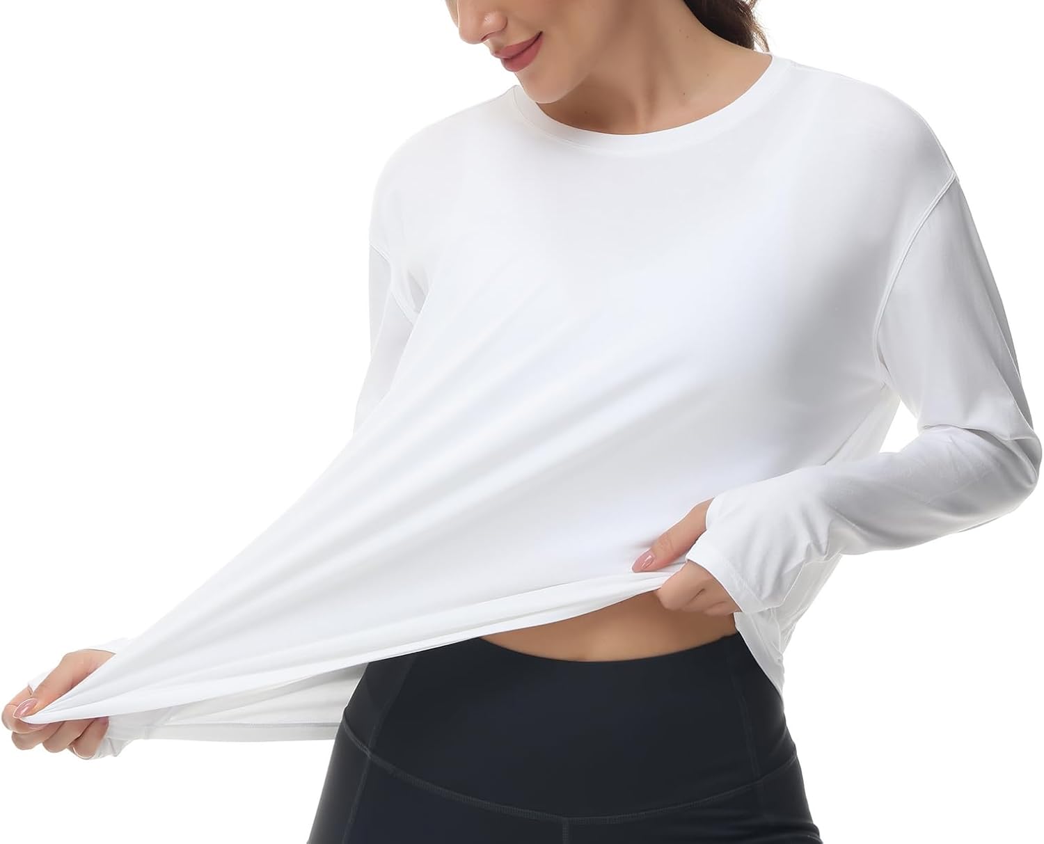 Thumbnail 4 de THE GYM PEOPLE Women's Long Sleeve Workout Shirt: Back Hem Loose Fit Tee for Yoga, Running and Casual Wear