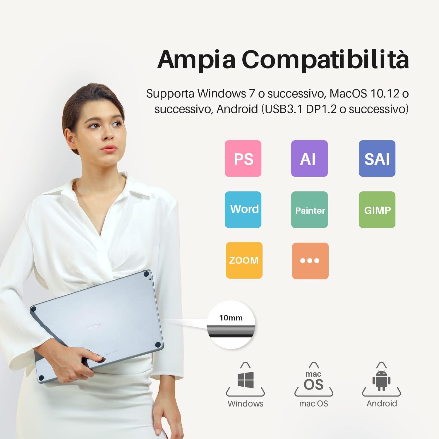 Thumbnail 6 de HUION Kamvas Pro 13 2.5K Tavoletta grafica con schermo 13,3” Full-Laminato e penna senza batteria
