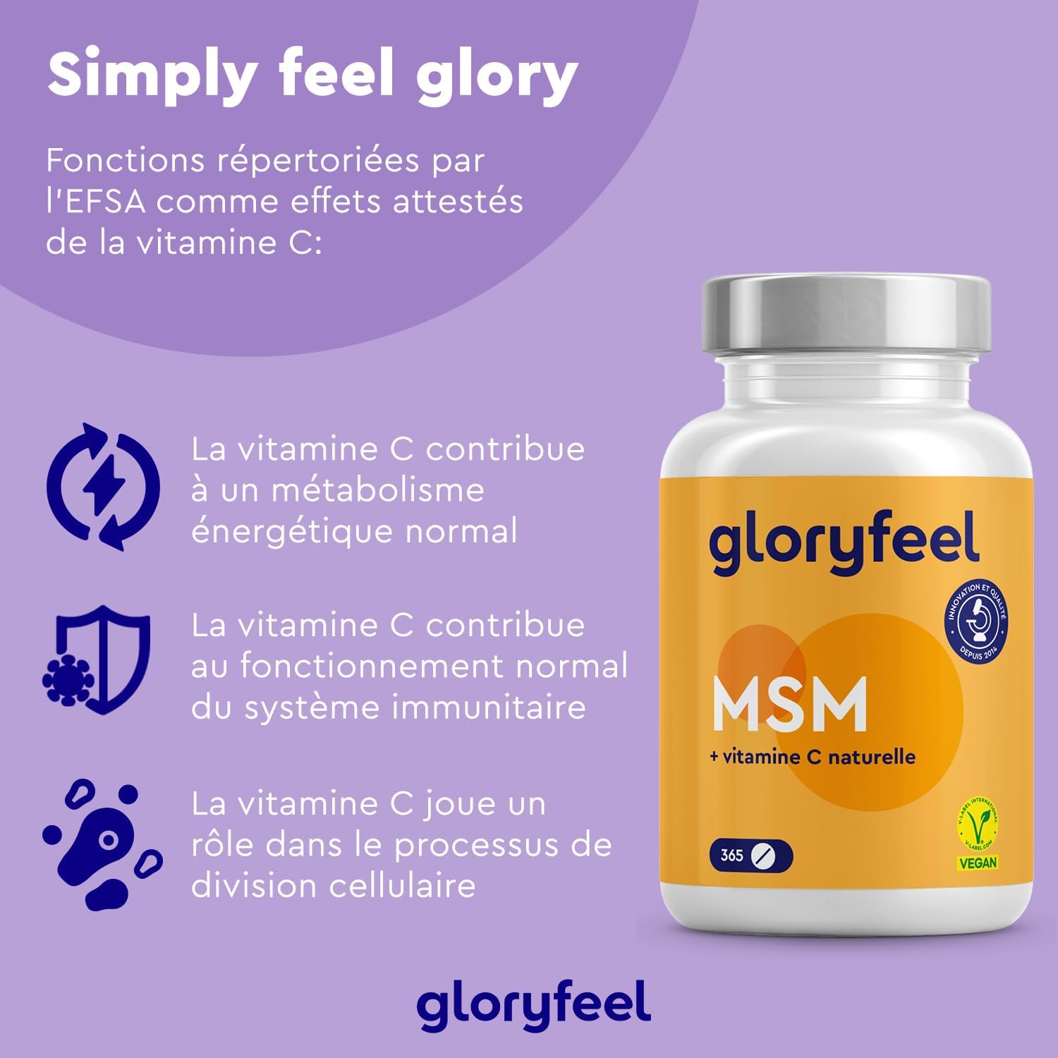 Detalle 2 de MSM avec Vitamine C 2000 mg – 365 comprimés véganes pour les os, les articulations et le système immunitaire