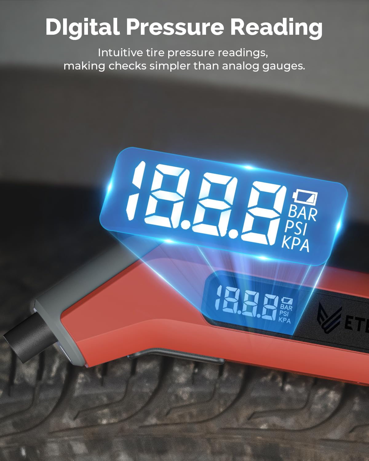 Thumbnail 5 de ETENWOLF Digital Tire Gauge 3-200 PSI 📏