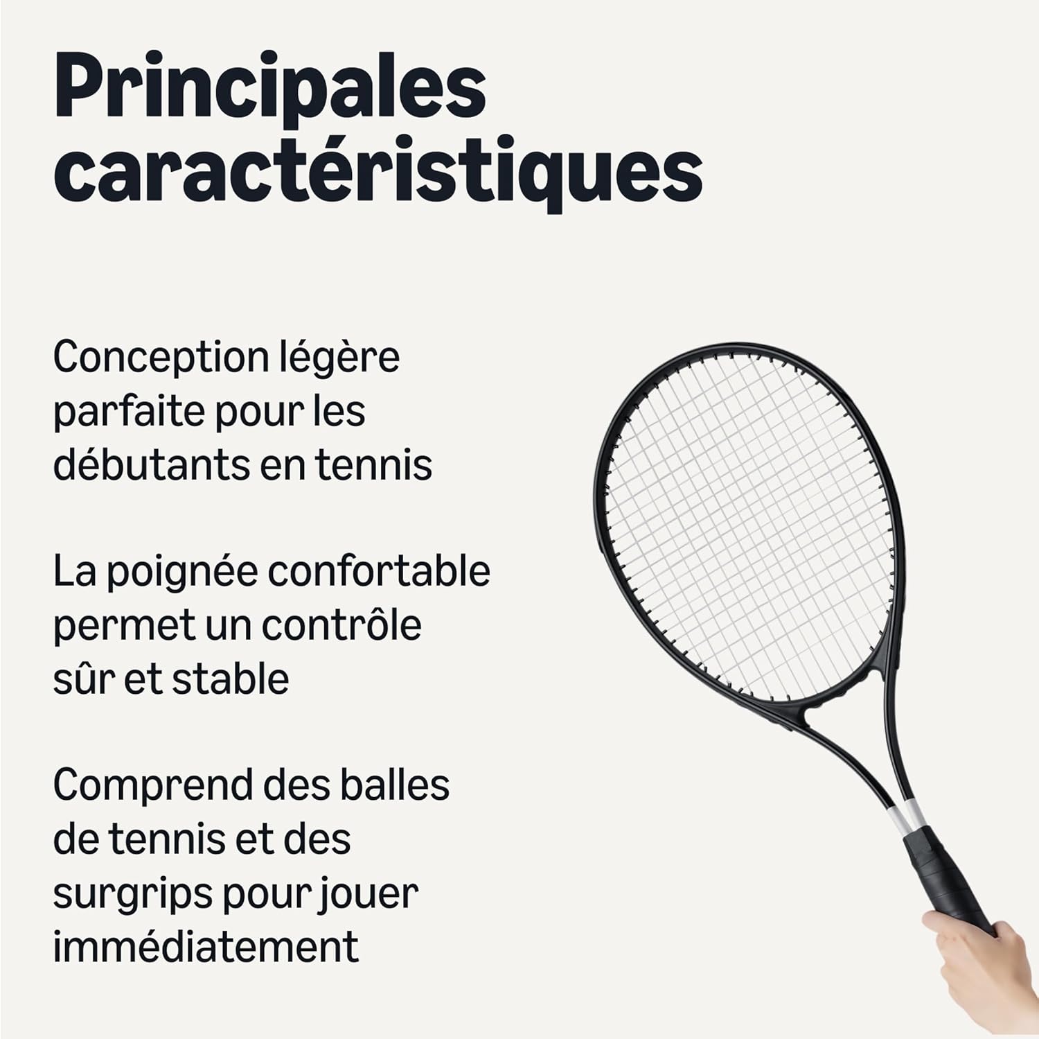 Thumbnail 1 de Amazon Basics Lot de 2 raquettes de tennis adulte 68,5 cm – avec 3 balles et 2 surgrips
