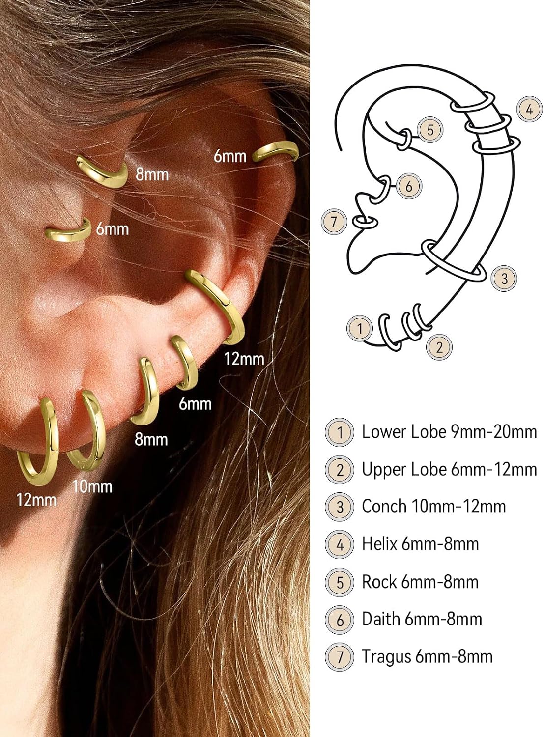 Detalle de FaithHeart silver hoop earrings 925