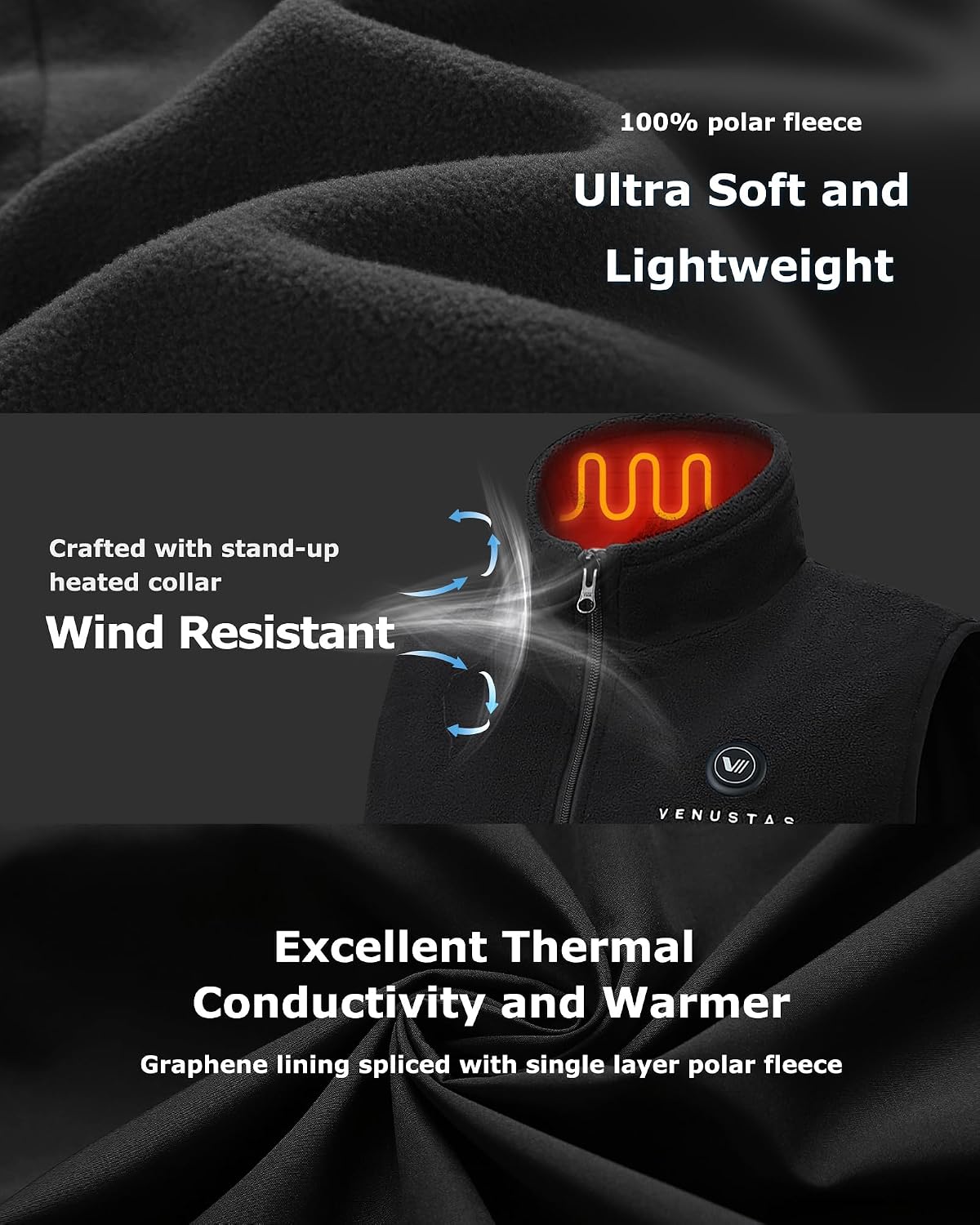 Detalle 2 de Venustas Venustas-6000 Heated Fleece Vest with 6 Zones and 36Wh Battery