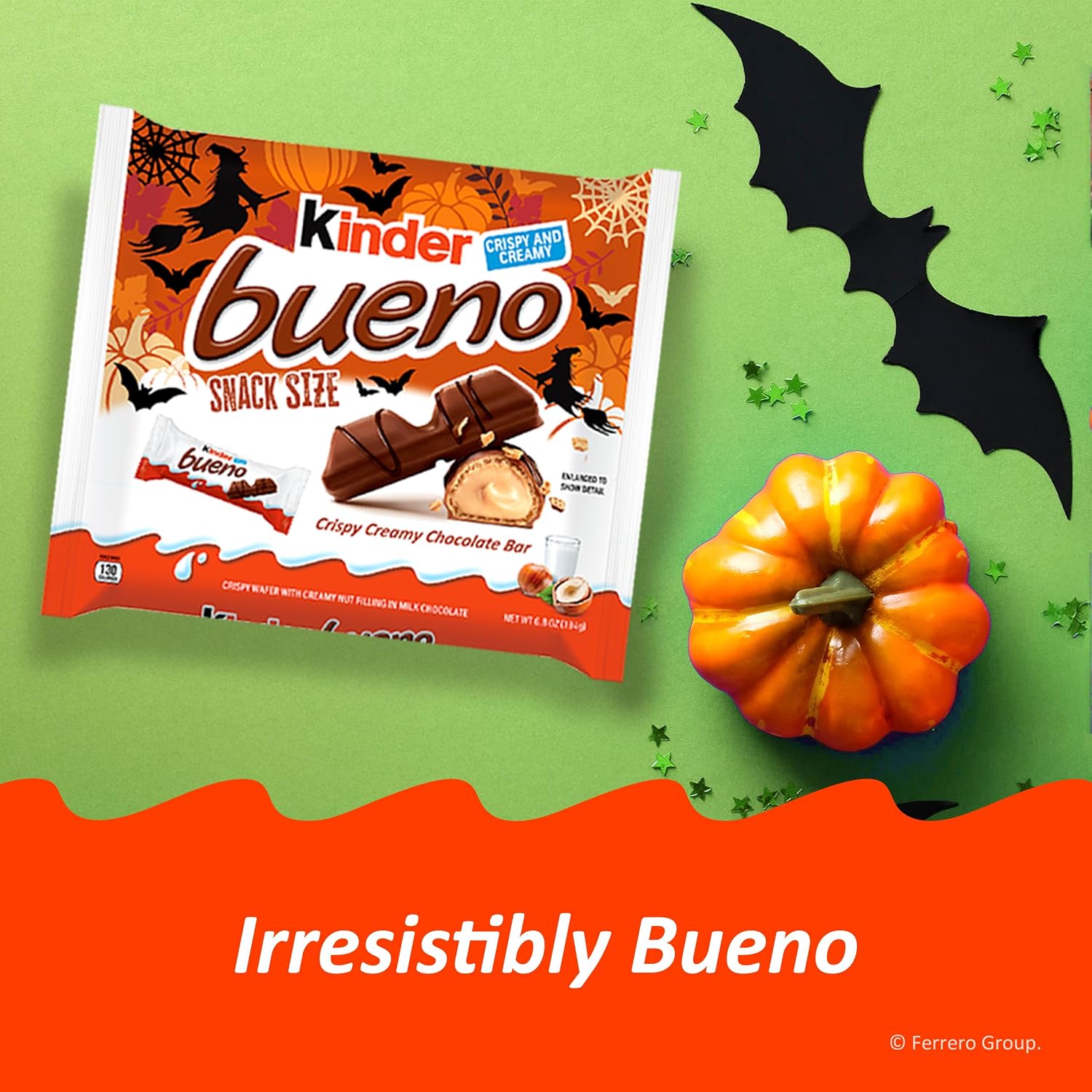 Detalle de Kinder Bueno Halloween Snack-Size Chocolate Bars, 6.8 oz, Individually Wrapped