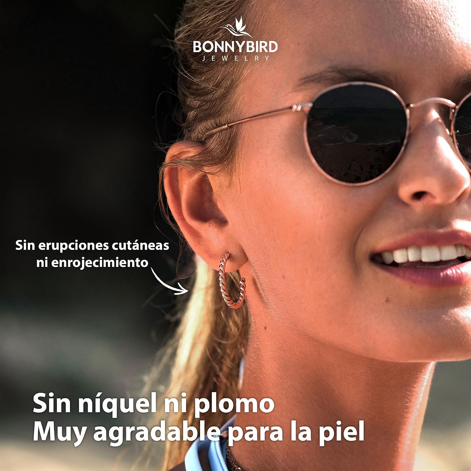 Detalle 2 de BONNYBIRD Pendientes Aro 26 mm acero inoxidable