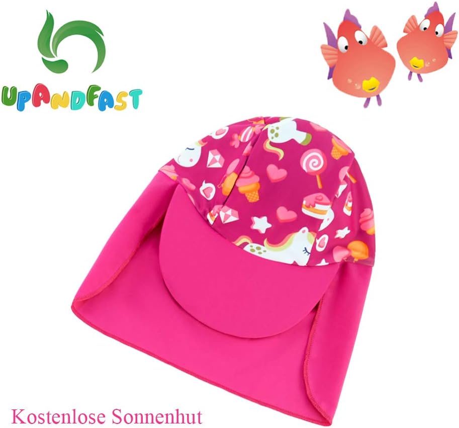Detalle 2 de Upandfast Baby Badeanzug mit Sonnenhut UPF 50+ – sicherer UV-Schutz am Strand