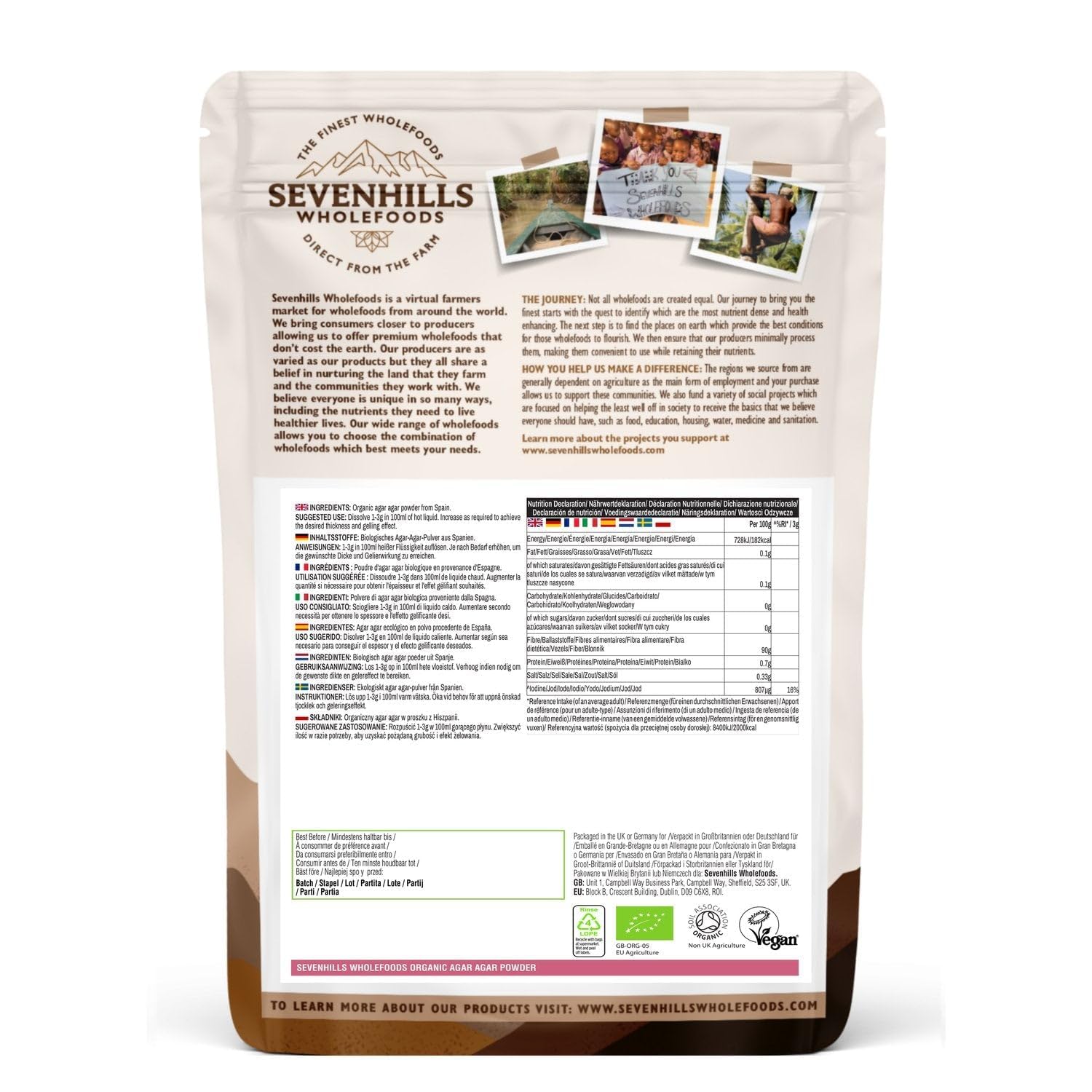 Detalle 2 de Sevenhills Wholefoods Agar Agar 100g 🥣